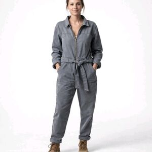 Universal Thread Utility Deep V Coveralls Jumpsuit Dark Gray Long Sleeve